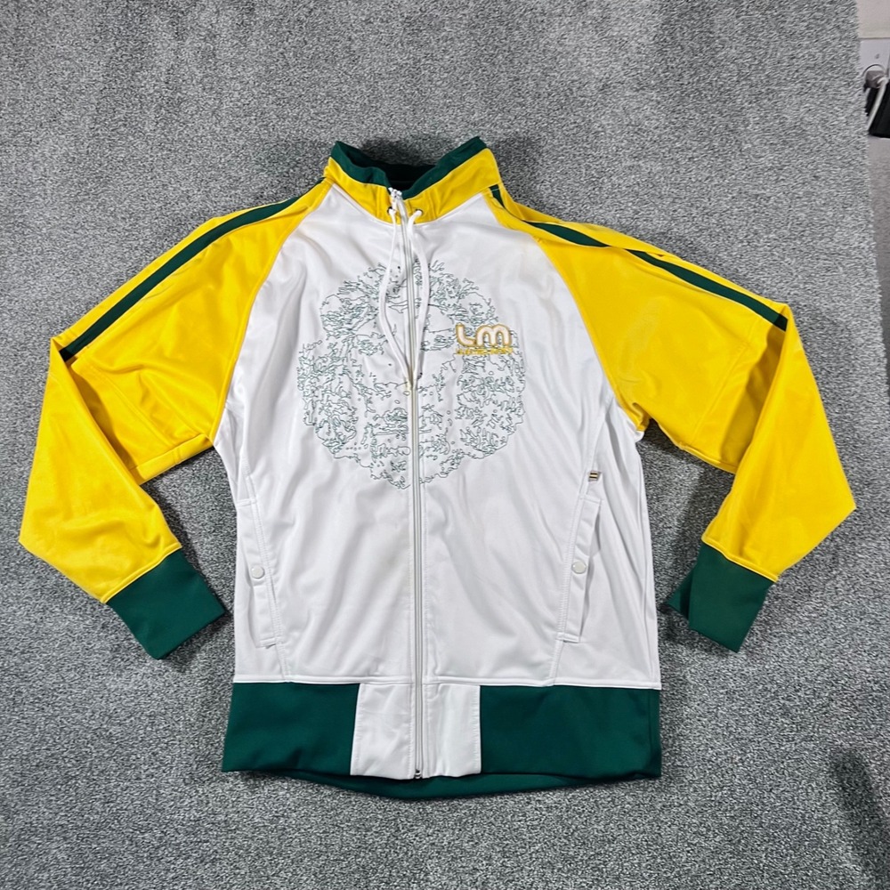 Live Mechanics Mens Track Jacket XL White Yellow Green Full Zip Streetwear XL